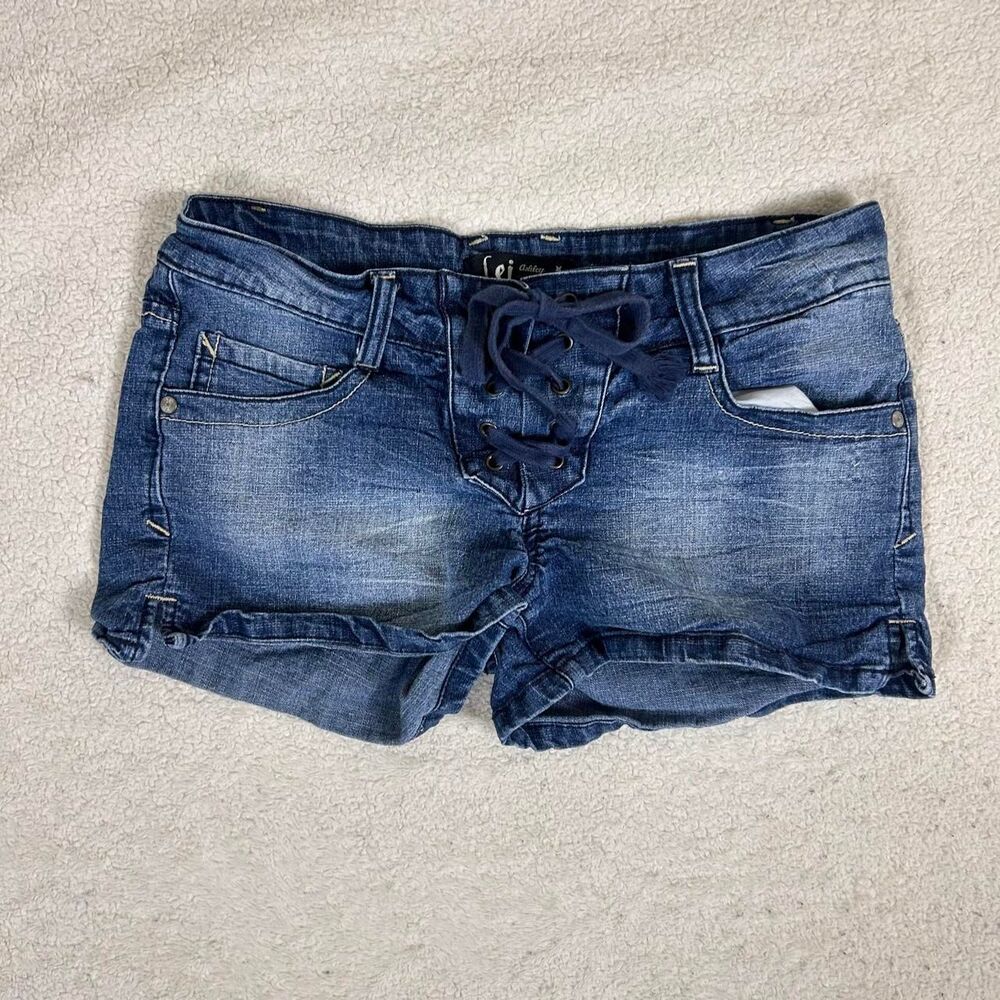 L.e.i Lace Up Y2K Micro Mini Shorts